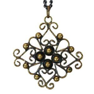 Boho Burnished Metal Pendant Necklace 18"